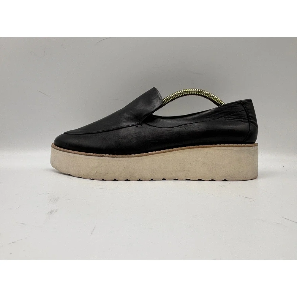 Vince Men's Black Leather Slip-On Platform Loafers Size 9M / EU 39